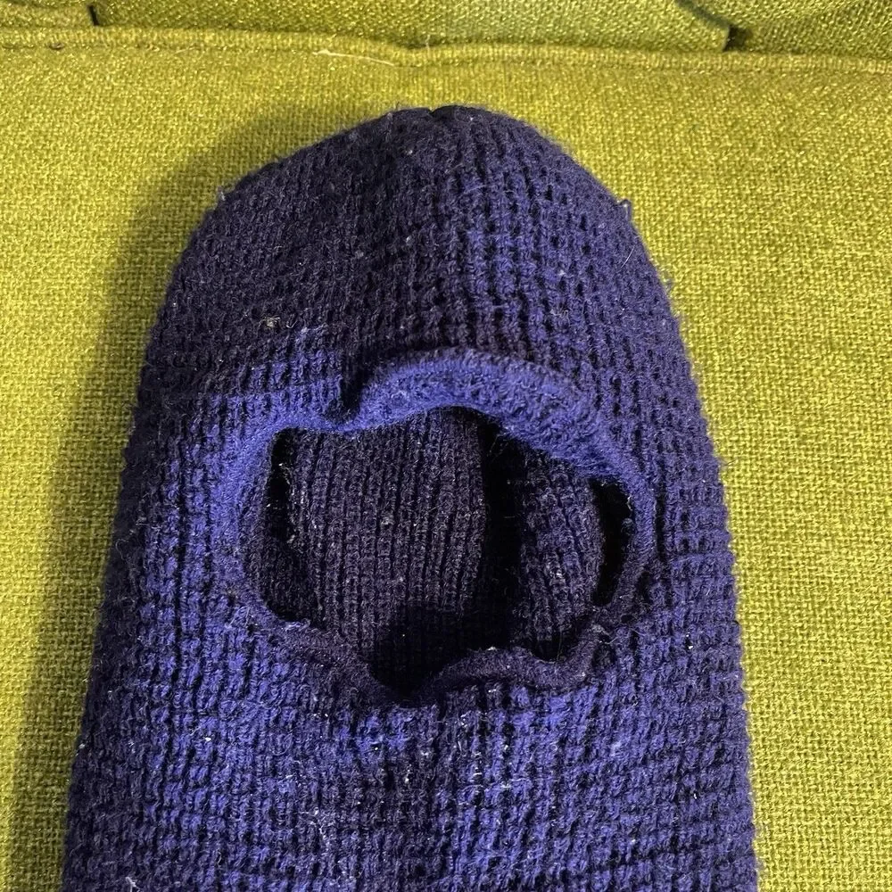 Vintage 70s 80s Extra Thick Ski Mask One Hole Balaclava Winter Knit Hat Ski Cap